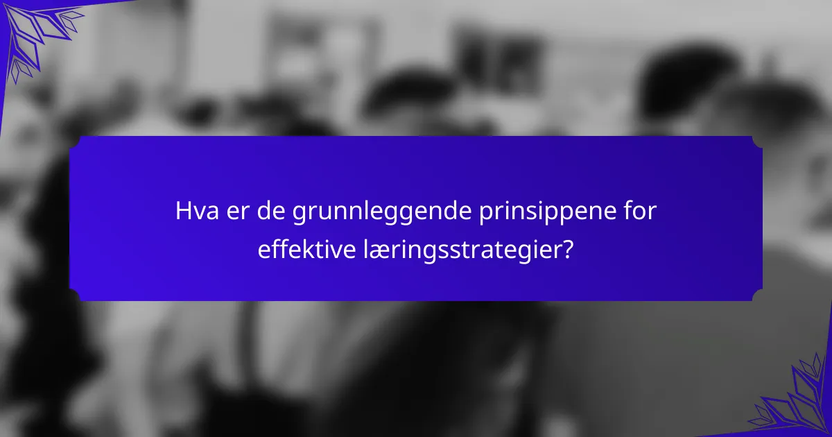 Hva er de grunnleggende prinsippene for effektive læringsstrategier?