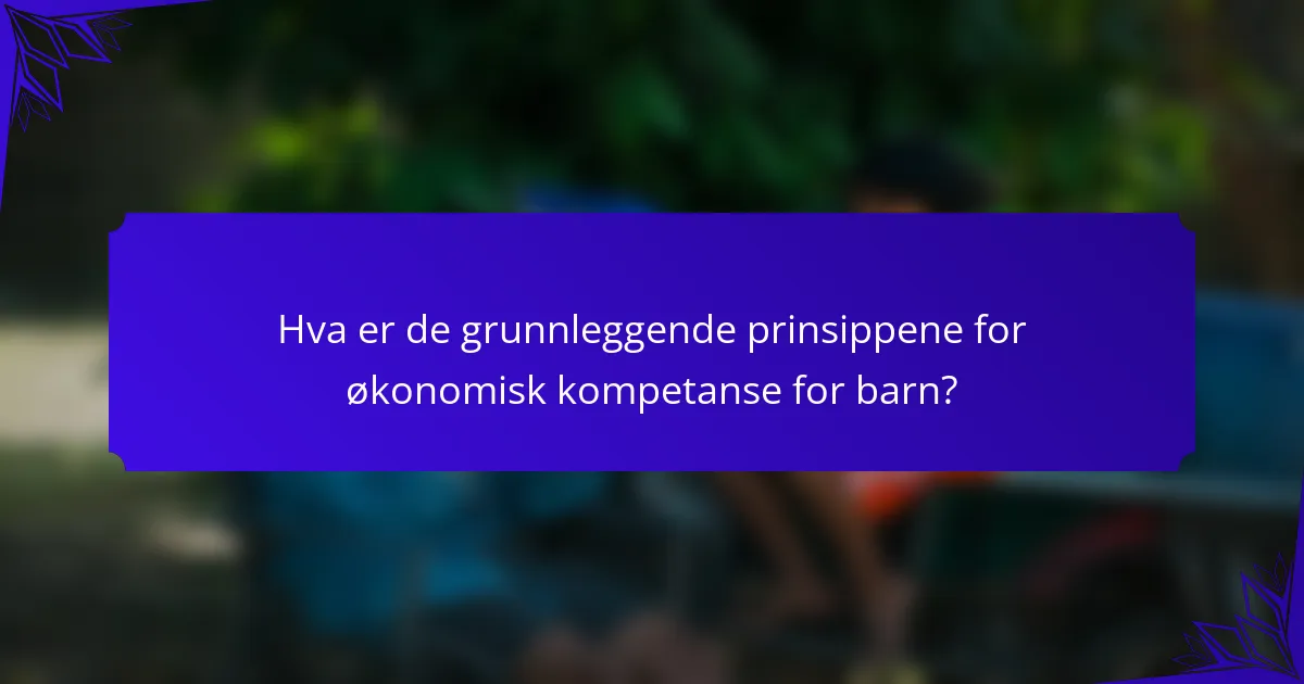Hva er de grunnleggende prinsippene for økonomisk kompetanse for barn?
