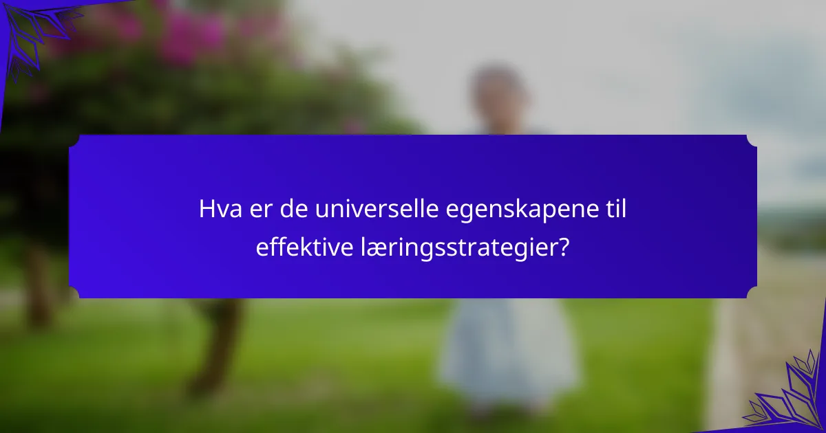 Hva er de universelle egenskapene til effektive læringsstrategier?