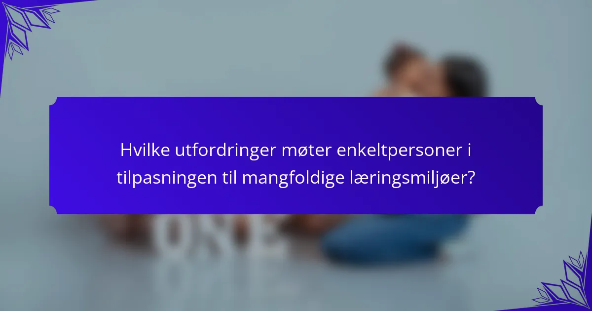 Hvilke utfordringer møter enkeltpersoner i tilpasningen til mangfoldige læringsmiljøer?